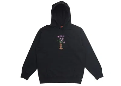 Pre-owned Supreme Men's  Flowers Hooded Sweatshirt In Black
