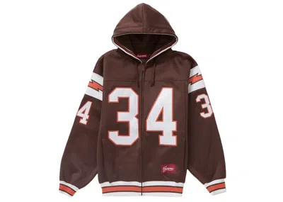 Pre-owned Supreme Men's  Football Zip Up Hooded Sweatshirt In Brown