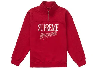 Pre-owned Supreme Men's  Forever Half Zip Sweatshirt In Red