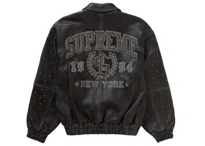 Pre-owned Supreme Men's  Gem Studded Leather Jacket In Black