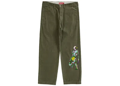 Pre-owned Supreme Men's  Gonz Corduroy Chino Pant In Dusty Green