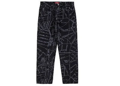 Pre-owned Supreme Men's  Gonz Map Denim Painter Pant In Washed Black