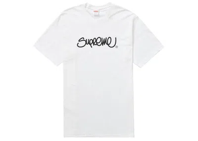 Pre-owned Supreme Men's  Handstyle Tee Shirt In White