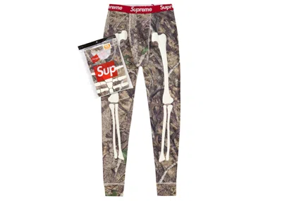 Pre-owned Supreme Men's  Hanes Bones Thermal Pant 1 Pack In Woodland Camo