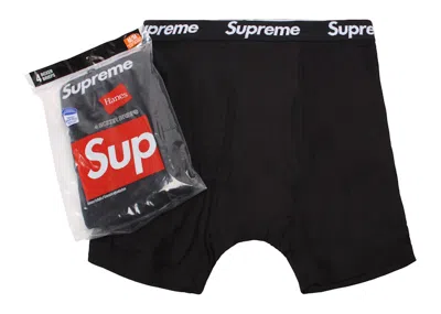 Pre-owned Supreme Men's  Hanes Boxer Briefs (4 Pack) In Black