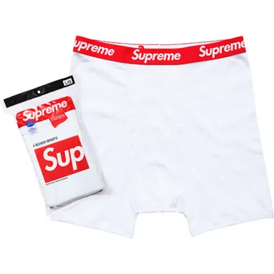 Pre-owned Supreme Men's  Hanes Boxer Briefs (4 Pack) In White