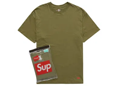 Pre-owned Supreme Men's  Hanes Tagless Tee Shirts (2 Pack) In Olive In Green