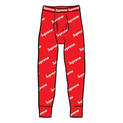 Pre-owned Supreme Men's  Hanes Thermal Pant (1 Pack) In Red Logos