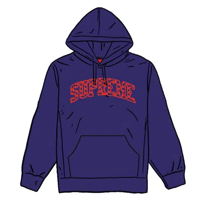 Pre-owned Supreme Men's  Hearts Arc Hooded Sweatshirt In Washed Navy Blue