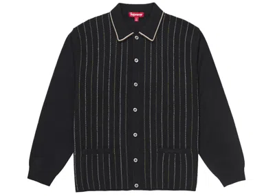 Pre-owned Supreme Men's  Herringbone Cardigan In Black
