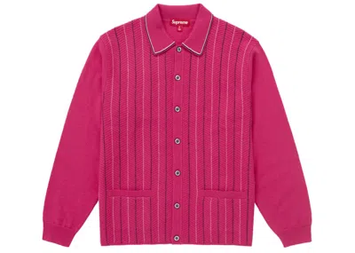 Pre-owned Supreme Men's  Herringbone Cardigan In Pink
