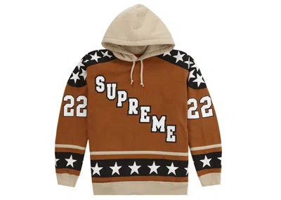 Pre-owned Supreme Men's  Hockey Hooded Sweatshirt (fw22) In Brown