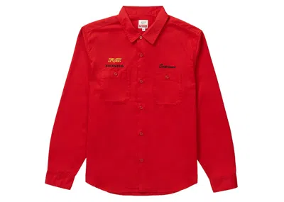 Pre-owned Supreme Men's  Honda Fox Racing Work Shirt In Red