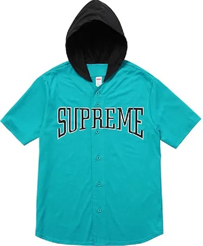 Pre-owned Supreme Men's  Hooded Baseball Top In Teal In Blue