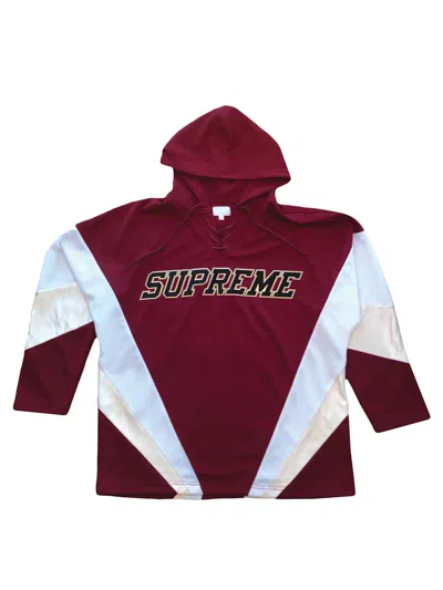 Pre-owned Supreme Men's  Hooded Hockey Jersey In Burgundy