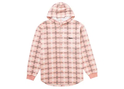 Pre-owned Supreme Men's  Hooded Plaid Knit Shirt In Pink