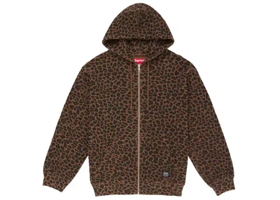 Pre-owned Supreme Men's  Hooded Zip Up Thermal (ss25) In Leopard