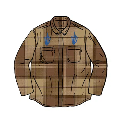 Pre-owned Supreme Men's  Hysteric Glamour Plaid Flannel Shirt In Brown