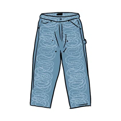 Pre-owned Supreme Men's  Hysteric Glamour Snake Double Knee Denim Painter Pant In Blue