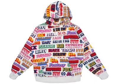 Pre-owned Supreme Men's  Hysteric Glamour Text Hoodie In White