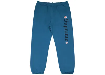 Pre-owned Supreme Men's  Independent Fuck The Rest Sweatpant In Dark Slate In Gray