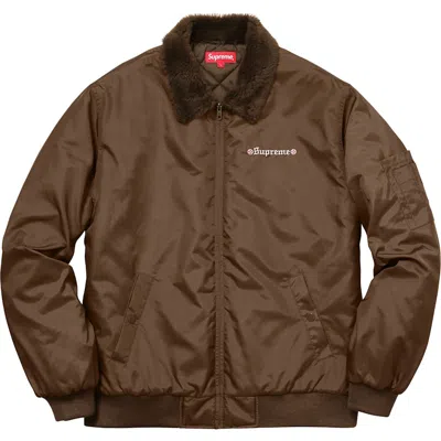 Pre-owned Supreme Men's  Independent Fur Collar Bomber Jacket In Brown