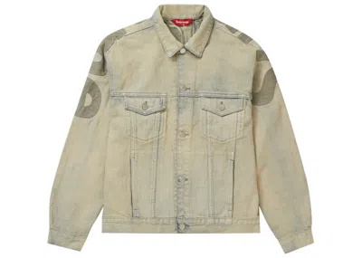 Pre-owned Supreme Men's  Inset Logo Denim Trucker Jacket In Dirty