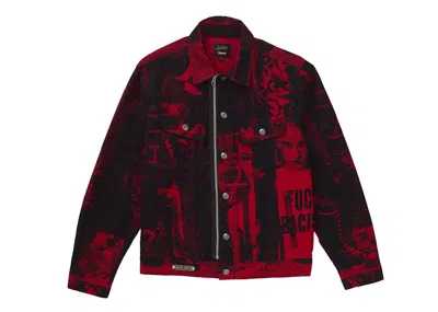 Pre-owned Supreme Men's  Jean Paul Gaultier Fuck Racism Trucker Jacket In Red