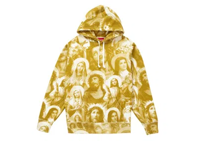 Pre-owned Supreme Men's  Jesus And Mary Hooded Sweatshirt In Gold