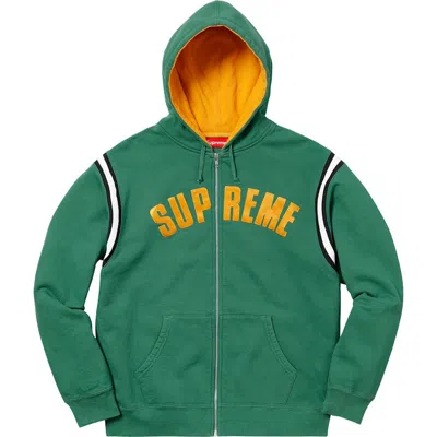 Pre-owned Supreme Men's  Jet Sleeve Zip Up Hooded Sweatshirt In Light Pine In Green