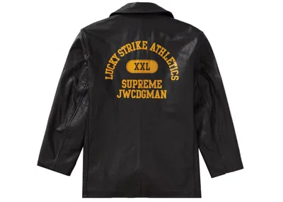 Pre-owned Supreme Men's  Junya Watanabe Cdg Man Schott Leather Peacoat In Black