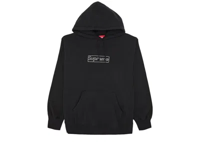 Pre-owned Supreme Men's  Kaws Chalk Logo Hooded Sweatshirt In Black