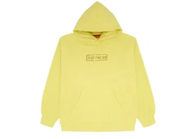 Pre-owned Supreme Men's  Kaws Chalk Logo Hooded Sweatshirt In Light Lemon In Yellow