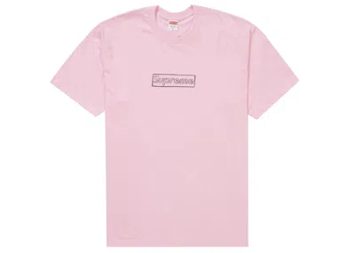 Pre-owned Supreme Men's  Kaws Chalk Logo Tee Shirt In Light Pink
