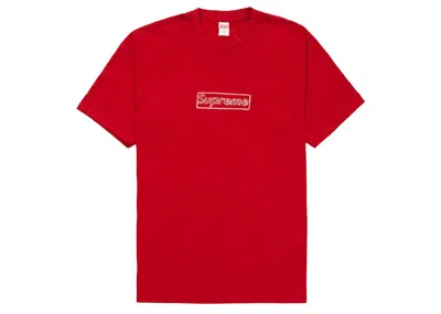 Pre-owned Supreme Men's  Kaws Chalk Logo Tee Shirt In Red
