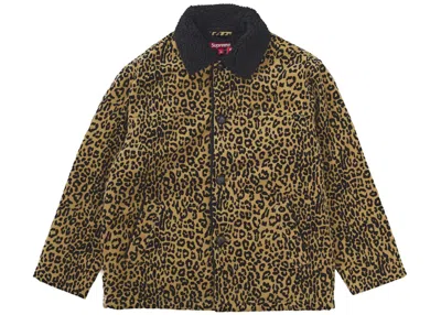 Pre-owned Supreme Men's  Kindermann Uncut Corduroy Car Coat In Leopard In Brown