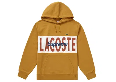 Pre-owned Supreme Men's  Lacoste Logo Panel Hooded Sweatshirt In Gold