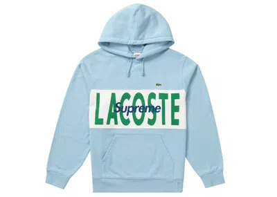 Pre-owned Supreme Men's  Lacoste Logo Panel Hooded Sweatshirt In Light Blue