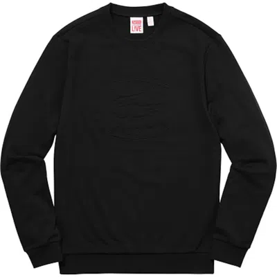 Pre-owned Supreme Men's  Lacoste Pique Crewneck Sweatshirt In Black