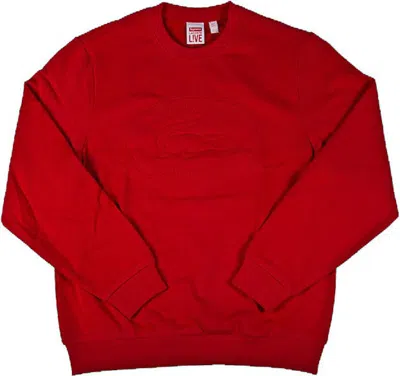 Pre-owned Supreme Men's  Lacoste Pique Crewneck Sweatshirt In Red