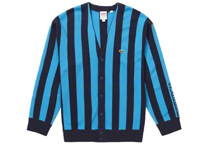 Pre-owned Supreme Men's  Lacoste Stripe Cardigan In Navy Blue