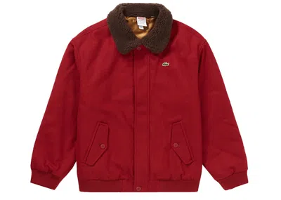 Pre-owned Supreme Men's  Lacoste Wool Bomber Jacket In Red