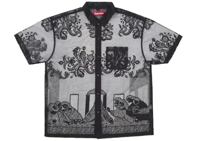 Pre-owned Supreme Men's  Last Supper Lace Short Sleeve Shirt In Black