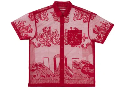 Pre-owned Supreme Men's  Last Supper Lace Short Sleeve Shirt In Red