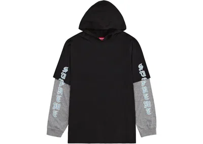 Pre-owned Supreme Men's  Layered Hooded Long Sleeve Top In Black