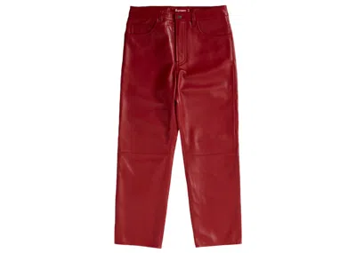 Pre-owned Supreme Men's  Leather 5pocket Jean (fw22) In Red