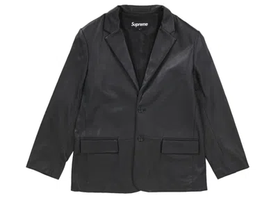 Pre-owned Supreme Men's  Leather Blazer Jacket (fw22) In Black