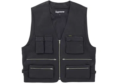 Pre-owned Supreme Men's  Leather Cargo Vest In Black