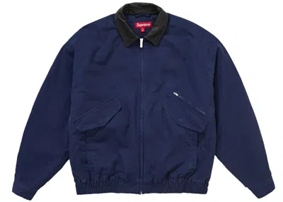 Pre-owned Supreme Men's  Leather Collar Utility Jacket Fw24 In Navy Blue