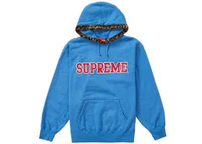 Pre-owned Supreme Men's  Leopard Trim Hooded Sweatshirt In Pale Royal In Blue